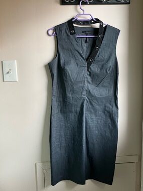 Sarah Pacini - Gray Sleeveless Sheath Dress with Eyelet Trim